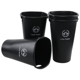 Qqbine 4-Pack Tall Flower Plant Buckets with Handles, Wake Up Flower Display Buckets, Flower Display Plastic Buckets, Black