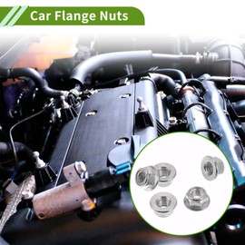 HOPESPANNER 5 Pcs M8*1.25 Car Flange Nuts 304 Stainless Steel,Metal Rubber Ring Flat Hex Lock Flange Nuts Non-Slip Lock Flange Rubber Ring for Car Motorcycle