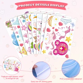 124 Pieces Princess Unicorn Wall Stickers Castle Fairy Rainbow Wall Decals Removable Princess Stickers Princess Party Decorations for Girls Bedroom Children Baby Nursery Playroom Wall Decor