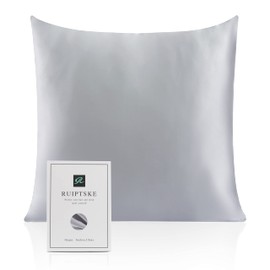 RUIPTSKE Hypoallergenic Natural Silk Pillow Case 22 Moms 100% Silk 600 Thread Count Hidden Zipper Oeko-Tex Certified (Gray, 65x65cm)