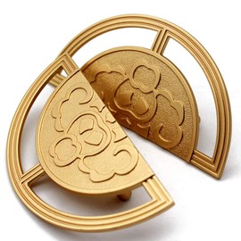 MOU 1 Pair Gold Vintage Style Brass Pull Handles for Cabinet Closet Drawer Door -Circular Antique Pull Knobs ,New Chinese Auspicious Pattern