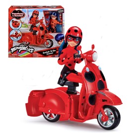 Bandai - Miraculous Ladybug - Scooter Miraculous Switch'n Go + Articulated Doll Ladybug Lucky Charm 26 cm - P50668
