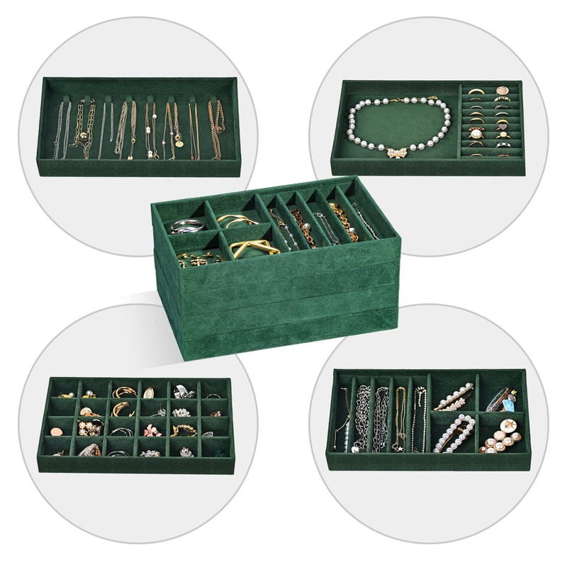 ProCase Stackable Jewelry Organizer Trays for Drawers, Jewelry Drawer Inserts