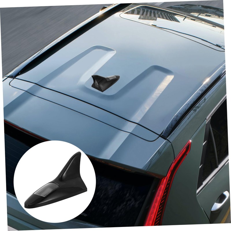 SOLUSTRE 1set Car Fin Antenna Cover Led Warning Lights Solar-Powered