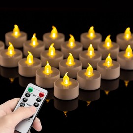 Tea Light Candles with Remote Control,Flickering Flameless LED Candle,Long Lasting 400+Hours,Battery Operated with Timer for Home Decoration Seasonal &Festival Celebration WarmYellow (24pcs)