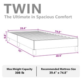 Casafoyer Bed Frame Dark Gray 39.4"x74.8" Twin Velvet