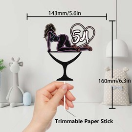 Decoración para tartas con purpurina para niñas y niñas, con texto en inglés "Let's Glow Crazy Girl", suministros de decoración para fiestas de 54 aniversario