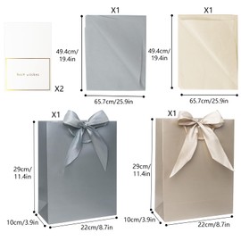 2er-Set Geschenktüten mit Seidenpapier–29×22×10 cm Geschenk Tüte aus Papier mit Schleife–Geschenkverpackung für Geburtstag, Hochzeit