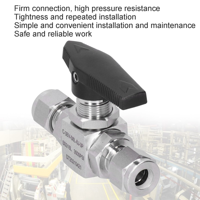 Ball Valve Stainless Steel 3Piece Type StraightThrough Ferrule Equipment SS316L