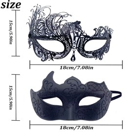 YIMINI Pack of 2 Venetian Masquerade Mask, Ball Masquerade Mask, Venetian Masquerade Mask, Suitable for Men, Women, Dances, Parties (D)