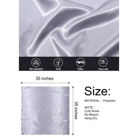 CHLINS 35” Large Head Scarf for Women Satin Head Scarf 2Pcs Square Silk Like Hair Scarf Bandanas Hair Wrapping Neck Scarf (Silver Gray+Dark Gray)