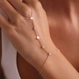 YANCHUN Hand Chain for Women Ring Bracelet Hand Chain Dainty Gold Finger Ring Slave Bracelet Zircon Hands Jewelry Gifts Trendy Stuff 2025