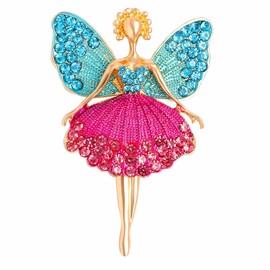 Ballerina Brooches Dance Recital Jewelry for Women,Colourful Cubic Zirconia Ballet Dance Brooch Pins Ballerina Ballet Dancer Jewelry for Daughter Sister Costume Accessories (Wings Blue)