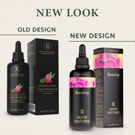 Organic Rosehip Oil 100ml - Multi-use Anti Aging Essential Oil with Vitamin C A E - Face Oil Hair Growth Oil Body Oil Nails and Cuticles Oil - For a Healthy Skin Care Routine - Vegan - Satin Naturel