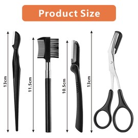 Eyebrow Set, Eyebrow Trimming Kit,Eyebrow Grooming Kit, Include Eyebrow Razor, Eyebrow Brush,Eyebrow Scissors, Facial Trimmer, Shaver, Tweezers, for Women and Men(11 Pcs,Black)