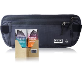Peak Travel Money Belt with RFID Block, Theft Protection and Lost & Found Tags, Black (X-Small Belt)