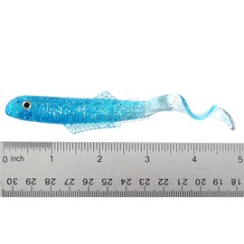 30pcs Fish WOW!® 4" Blam Swimbaits Minnows Fat bass Squid 5 in (w/The Tail Extended) Curly Tail Minnow blams Fishing Soft Lure - 3 Colors