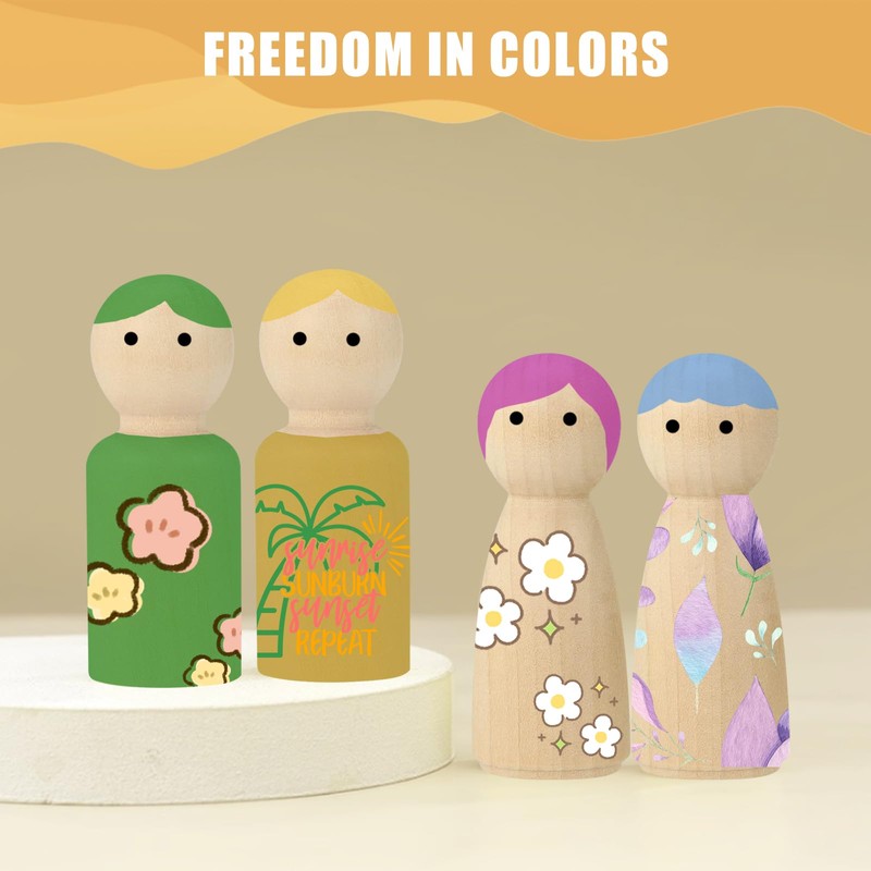 Pack of 60 DIY Wooden Figures for Painting and Crafts,