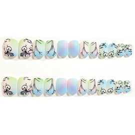 Twilight Dreaming Matte Embossed Extra Short Squoval Press On Nails - 24 Pieces - Artificial Nail Kit