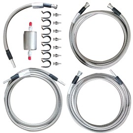 Stainless Steel Braided Fuel Line Quick Fix Kit Compatible with 1999-2003 Silverado Sierra V8 Gas Flex Ext Cab