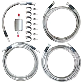 Stainless Steel Braided Fuel Line Quick Fix Kit Compatible with 1999-2003 Silverado Sierra V8 Gas Flex Ext Cab