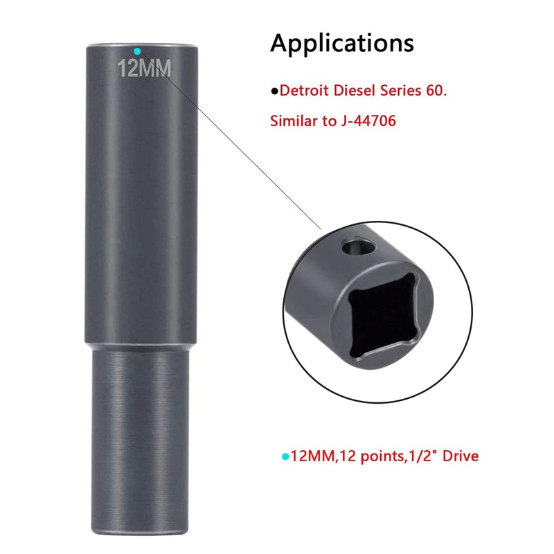 YMT 12MM 12PT 1/2 Inch Drive Extra Deep Socket Heavy