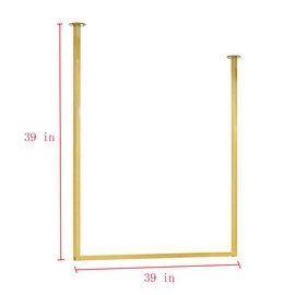 MDEPYCO Clothing Store Simple Wall Mounted Metal Display Rack, Window Ceiling Hanging Garment Racks, U-shaped Shelf, Wedding Dress Organization, Home Clothes Rod Storage Towel Rack (Gold A, 39" L)