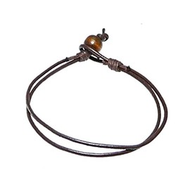 benerini Dark Brown Leather Cord Bracelet/Leather Wristband/Surf Wristband Bracelet - (Max Wrist Size Approx. 20cm) - 187