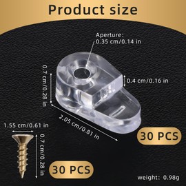 30 PCS Glass Retainer Clips, Glass Holders for Cabinets Clear Mirror Clips Glass Retainer Clips Kit with Screw Plastic Window Clips Glass Panel Clips for Fixing Fixing Window Screen Door Mirror Glass