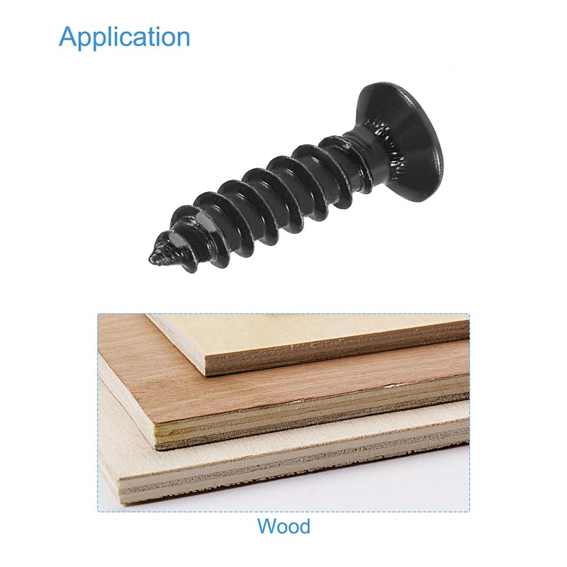 sourcing map M4 x 16mm Wood Screws Phillips Flat Head