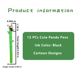 HOMEBEARJ 12 PCs Adorable Panda Pens - Eco-Friendly Panda Bamboo Gel Pens, 0.5mm Smooth Black Gel Ink Pens with Cute Panda Design, Gift Sets for Students, Classroom, Office, Teachers & Panda Lovers