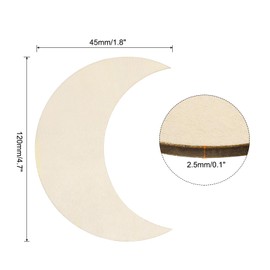 PATIKIL 4.7 x 1.8 inch Wooden Moon, Pack of 20 Unfinished Wooden Moons Cut-Outs, Natural Wooden Pieces for Christmas Craft Projects