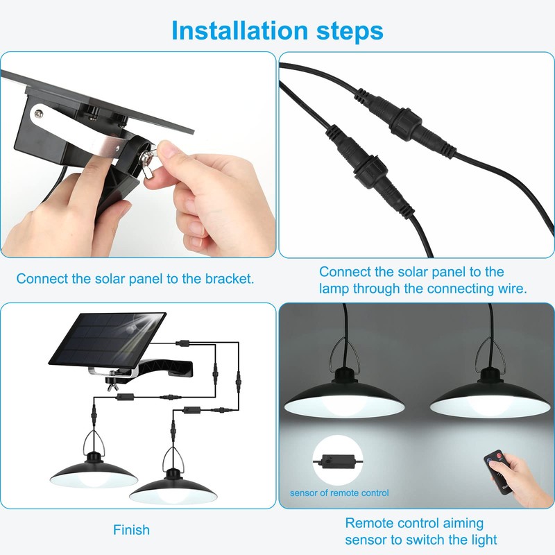 ENCOFT Solar Light Outdoor LED Hanging Lamp IP65 Waterproof Pendent