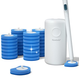 Newlonis® Disposable Toilet Brush, Wall-Mounted Toilet Bowl Cleaning Wand, with 32 Fresh Scent Refills