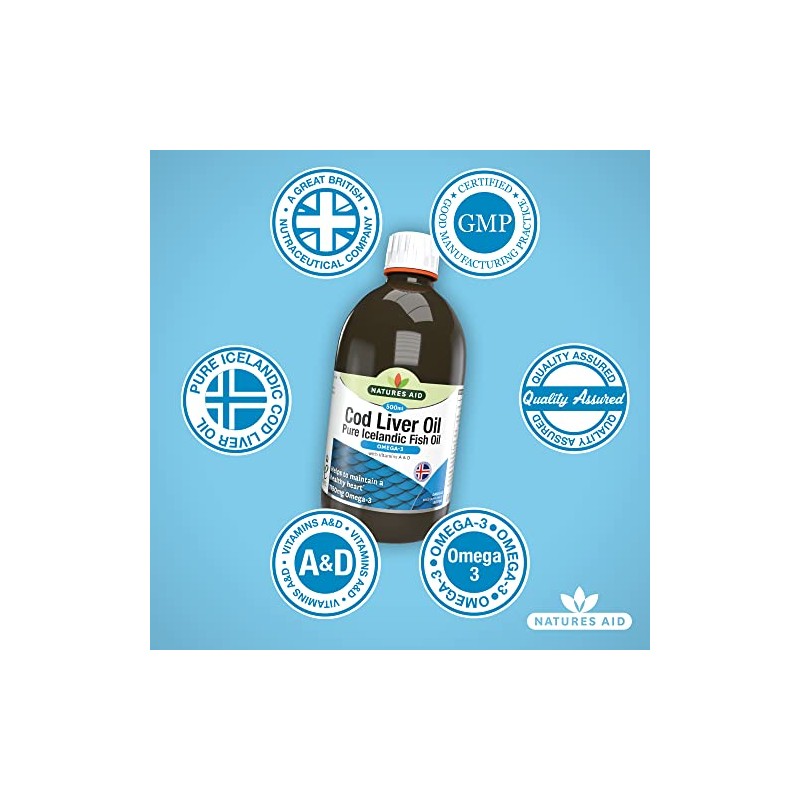 Natures Aid Cod Liver Oil Liquid (PACK OF 1), 500ml