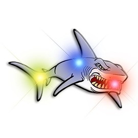 Light Up Shark Flashing Blinking LED Body Light Lapel Pins (5-Pack)