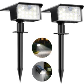 Nipify Solar Spot Lights Outdoor Motion Sensor, [2 Pack/62 LED]3 Modes Solar Landscape Spotlights Outdoor Waterproof, 2-in-1 Solar Lights Outdoor Pathway Lights for Yard Garden Wall Patio, Cool White