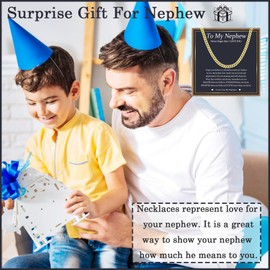 EPIRORA Nephew Gifts from Auntie Uncle, Nephew Birthday Gifts, Gold Cuban Chain Necklace for Boys Gifts for Nephew, Graduation Christmas Birthday Presents for Nephew