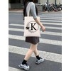HOLLP Alphabet Shopping Bag A/C/J/K/M/S/T/N/B/L/R Letter Initial Tote Bag (Tote