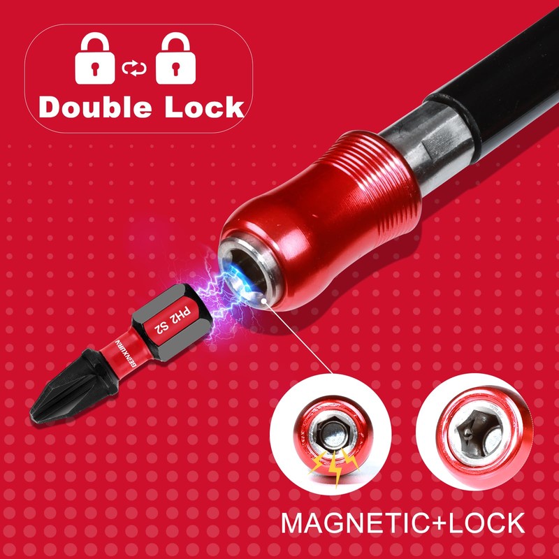 Geinxurn 12Inches Flexible Drill Bit Extension Screwdriver Bit Holders, 1PACK