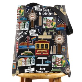 WZMPA San Francisco Bolsa de cosméticos de viaje regalo de San Francisco, regalo de recuerdo de San Francisco, bolsa de maquillaje con cierre, bolsa de San Francisco, San Francisco TG BL, Bolsa de