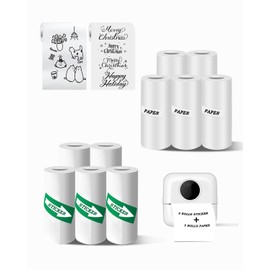 HERSAUL Mini Printer Sticker Paper, 10 Rolls Thermal Printer Stickers Paper 57 X 25mm, Printable StickerPaper for Mini Printer Papers and Most Instant Print Cameras, White(5+5)