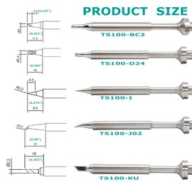 5PCS Soldering Iron Tips,TS100 Series Rapid Heating Replacement Tip for Pinecil TS100 | TS101 Soldering Iron,Easy to Instal Solder Accessories