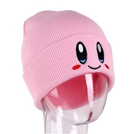 NisabellaLTD Kir-by Beanies hat Lovely face Embroidery Winter Knitted Hat Bonnet Cap for Men Women Stretchy Cap Pink