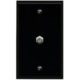 RiteAV Coax Cable TV Wall Plate 1 Gang Flat - Black