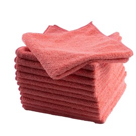 Matthew Cleaning Microfiber Cleaning Cloth 12 Pack(12" x 12") Lint&Streak Free Water Absorption Cleaning Rags,Reusable and Washable All-Purpose Towel for Glass,Dishwasher,Kitchen,Bathroom,Cars-Red