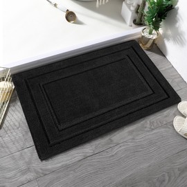 HOmatME Bathroom Rug Mat, Super Soft and Water Absorbent Microfiber Bath Rugs, Non-Slip Shaggy Bath Mats, Carpet for Tub Shower Bath Room Machine Wash Dry, 16" x 24", Black