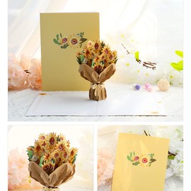 Pop-Up Card Flowers 3D, Flower Card for Women, Popup Greeting Card, with Bouquet, Colourful Flower Card, 15 cm x 20 cm, Birthday Card, 11D Pop Up, Wedding Card with Delicious