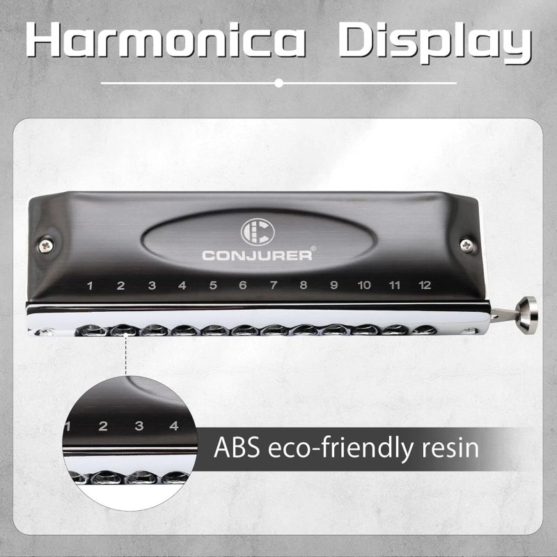 CONJURER Chromatic Harmonica Valveless 12 Hole Stainless Steel Mouth Organ