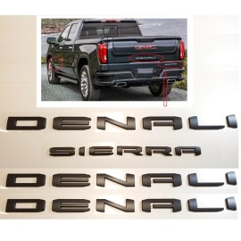 GMC 4pc set Matte Black Door/Rear DENALI Sierra Emblem GMC Sierra 1500 2500hd 3500hd